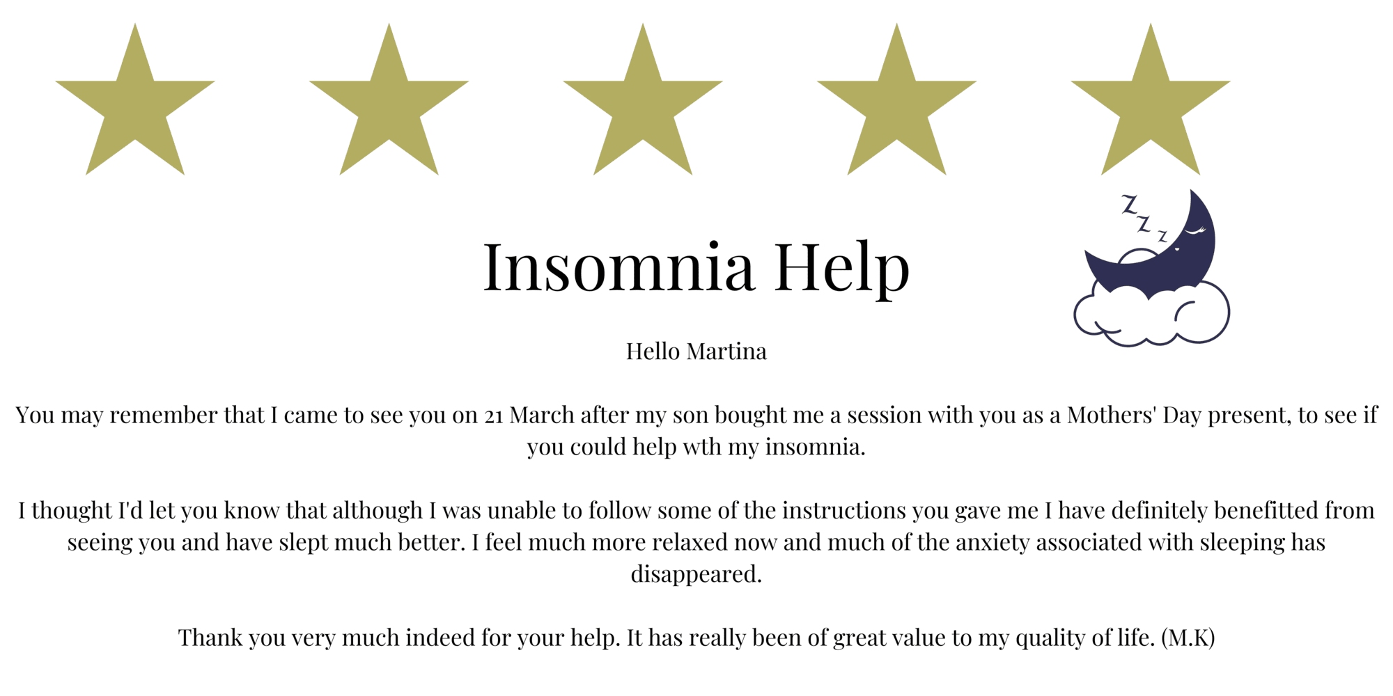 insomnia hypnosis nottingham testimonials