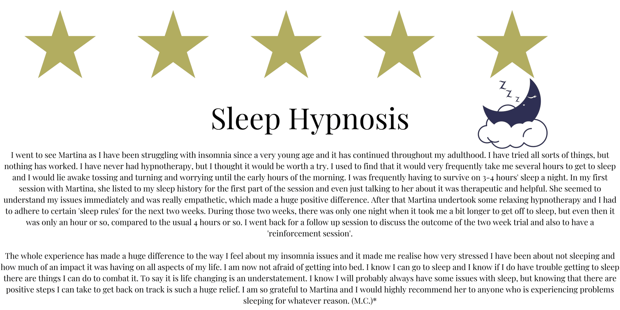 Sleep Hypnosis Nottingham Testimonials